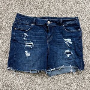 Maurices Dark Blue Distressed Jean Shorts